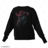 Cowboy Owl Black Back Embroidery Sweatshirt Cowboy Owl Embroidery Sweatshirt