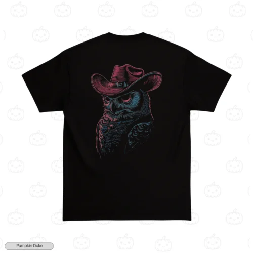 Cowboy Owl Black Back Embroidery T-Shirt Cowboy Owl Embroidery T-Shirt