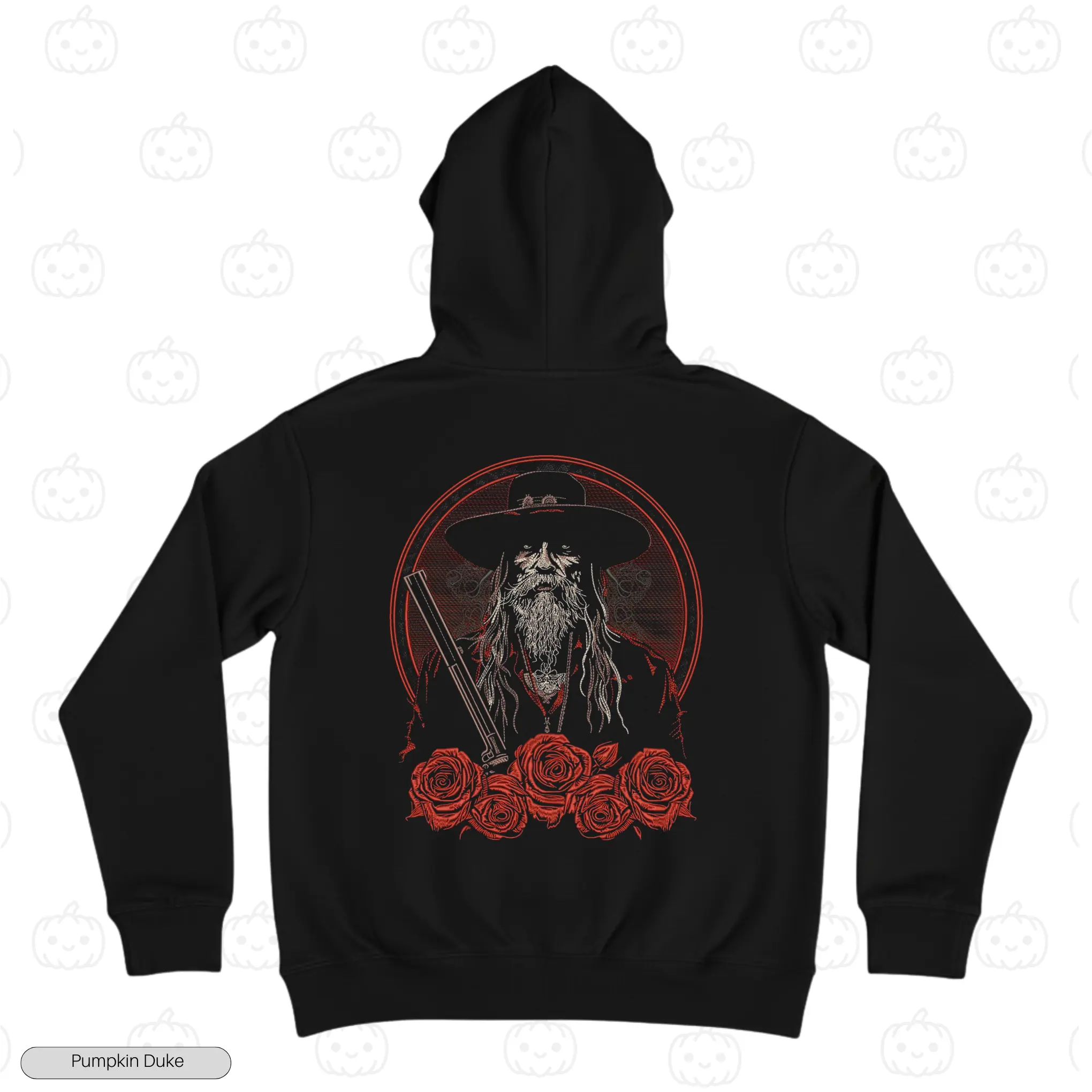 Cowboy, Pistol And Rose Embroidery Hoodie