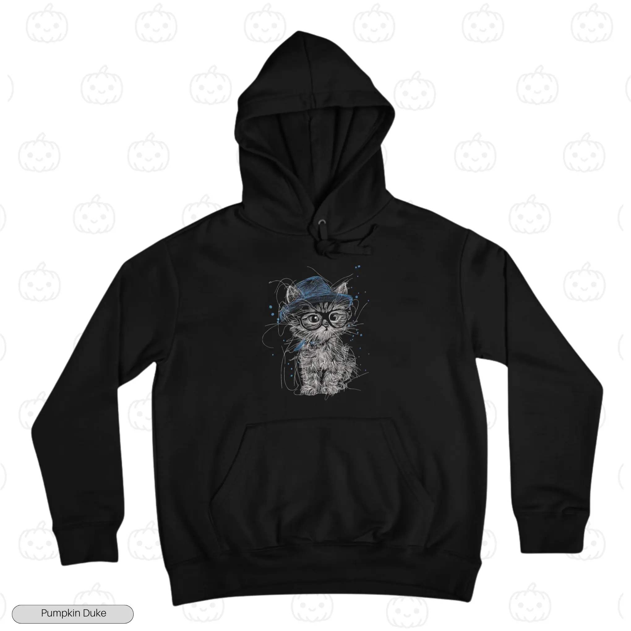 Cute Hipster Cat Embroidery Hoodie