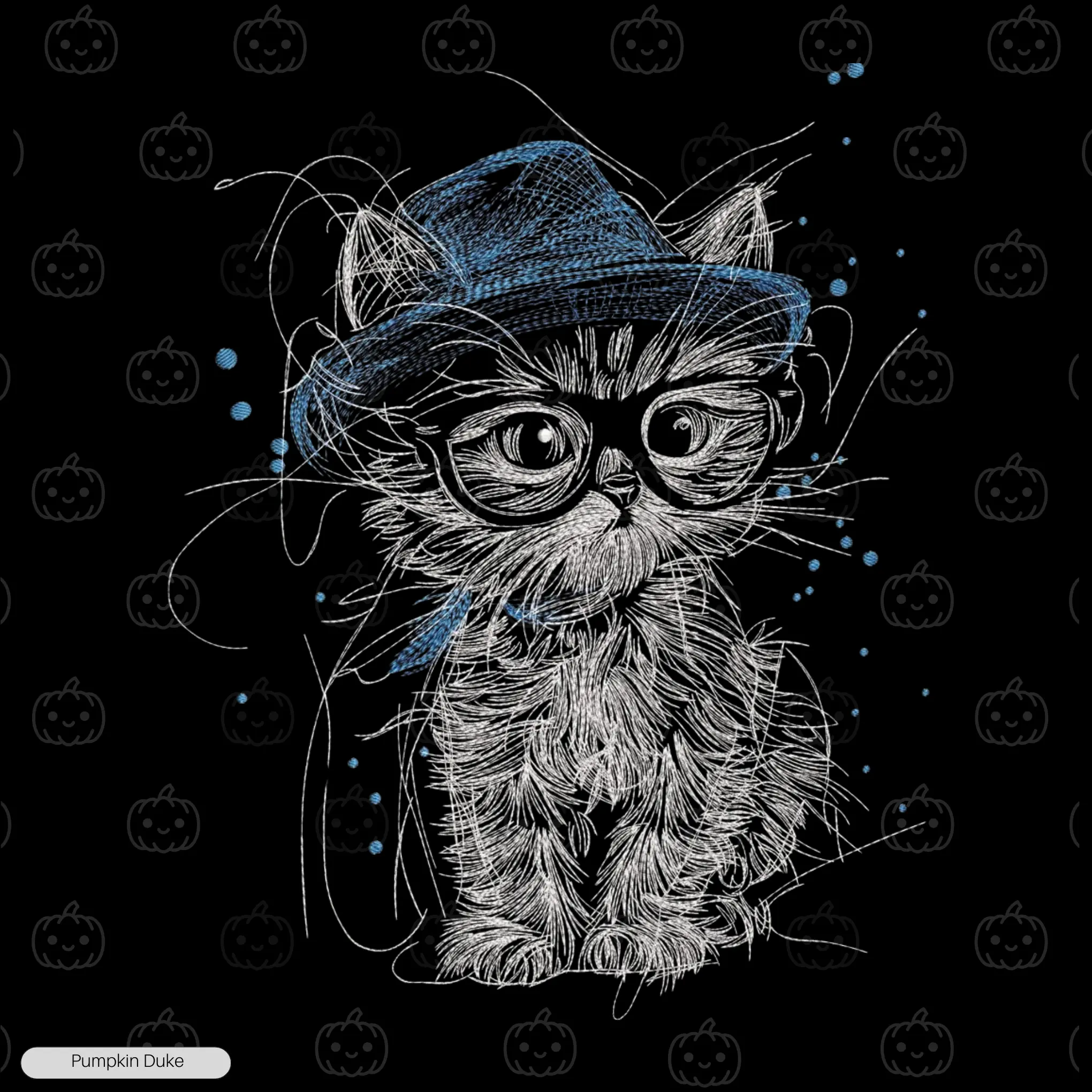 Cute Hipster Cat Embroidery Hoodie