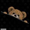 Cute Teddy Bear Peeking Embroidery T-Shirt