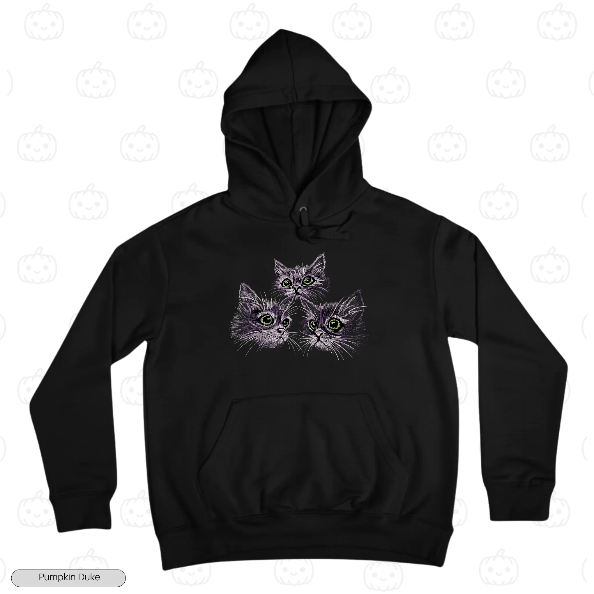 Cute Trio Cats Embroidery Hoodie