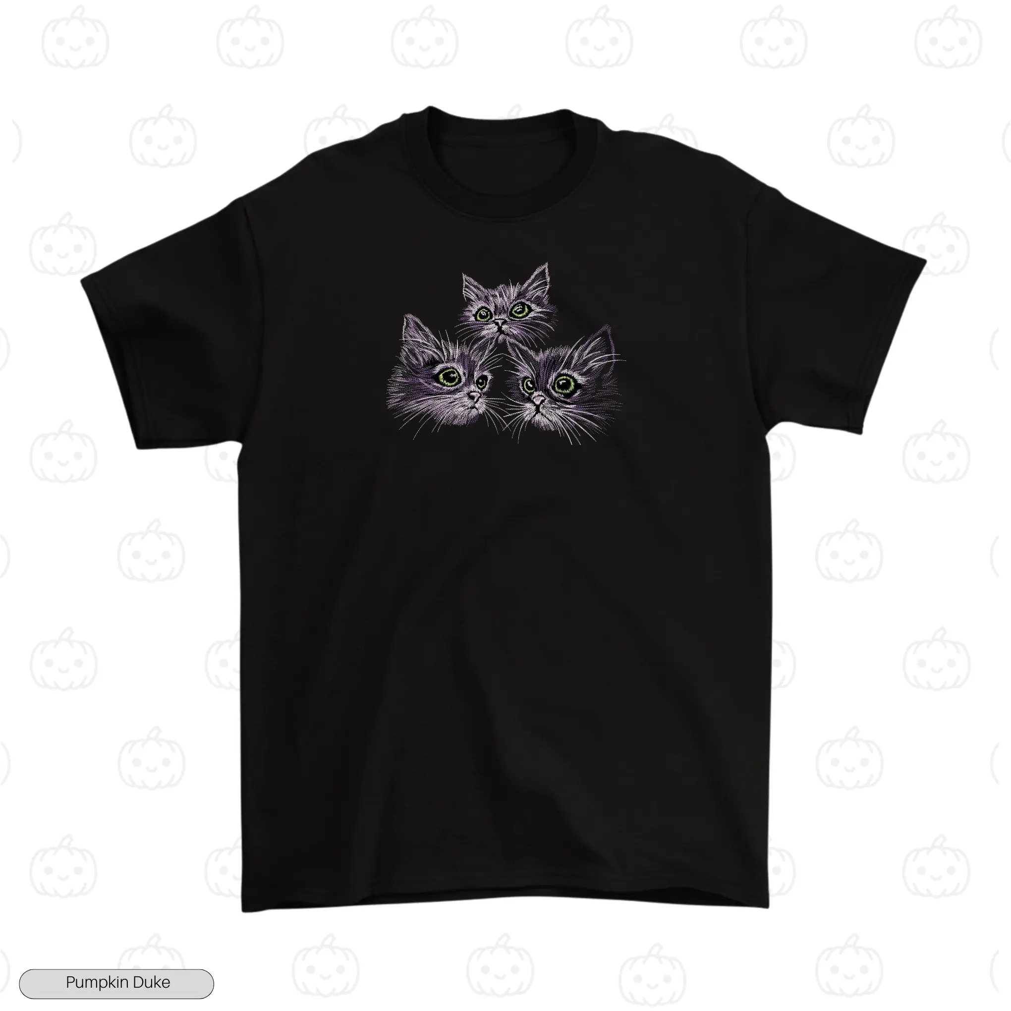 Cute Trio Cats Embroidery T-Shirt