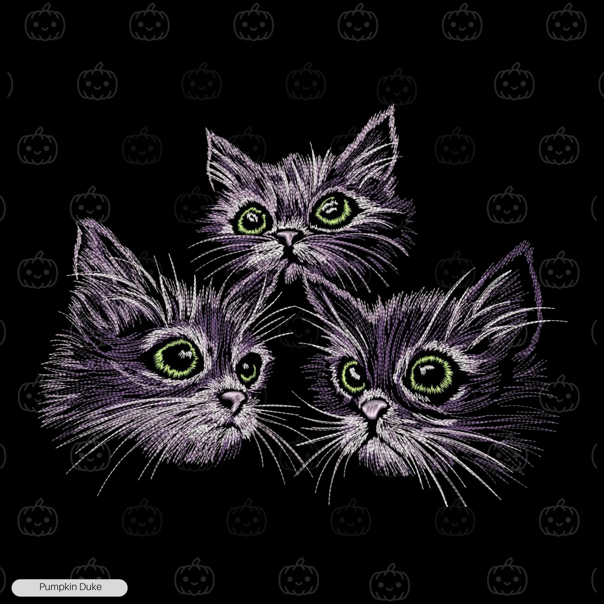 Cute Trio Cats Embroidery T-Shirt