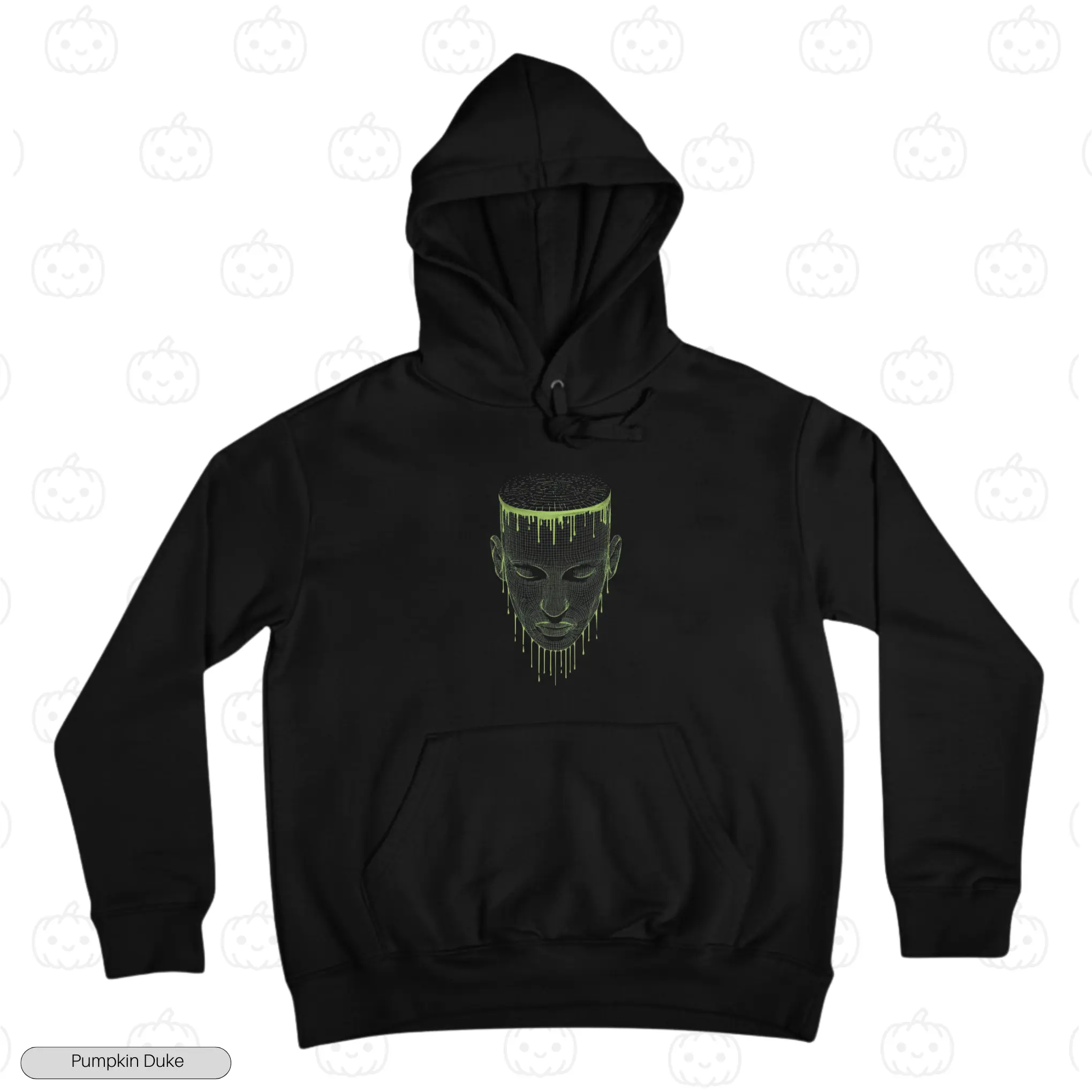 Cyber AI Face Black Front Embroidery Hoodie Cyber AI Face Embroidery Hoodie