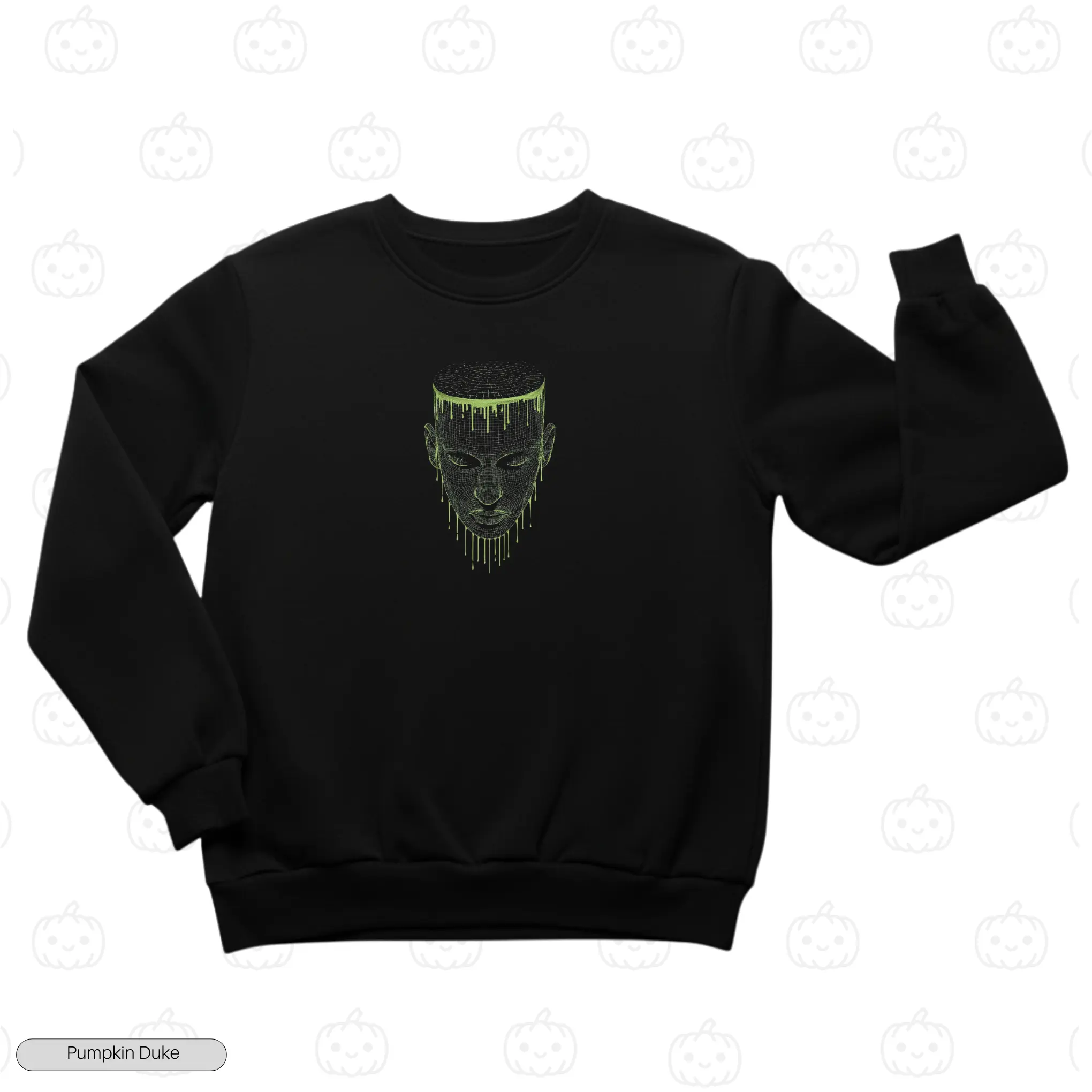 Cyber AI Face Black Front Embroidery Sweatshirt Cyber AI Face Embroidery Sweatshirt