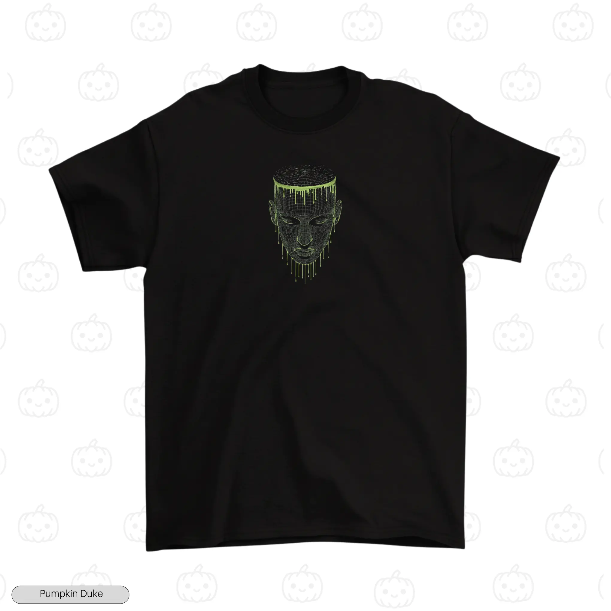 Cyber AI Face Black Front Embroidery T-Shirt Cyber AI Face Embroidery T-Shirt