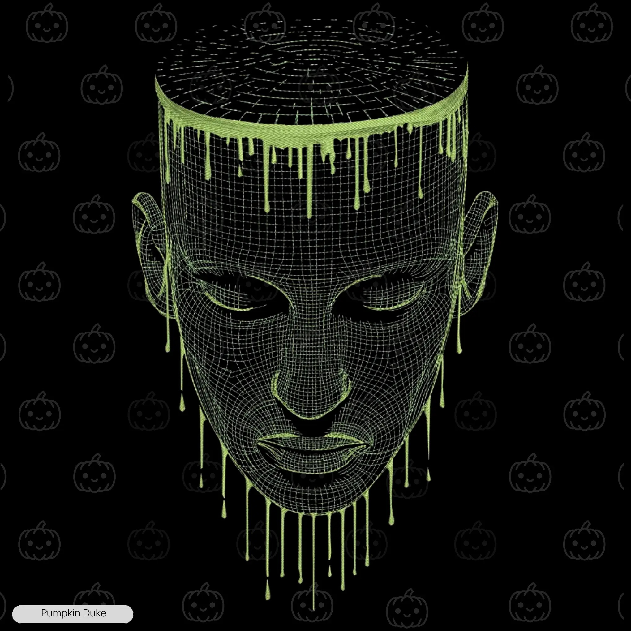 Cyber AI Face Embroidery Design Cyber AI Face Embroidery T-Shirt