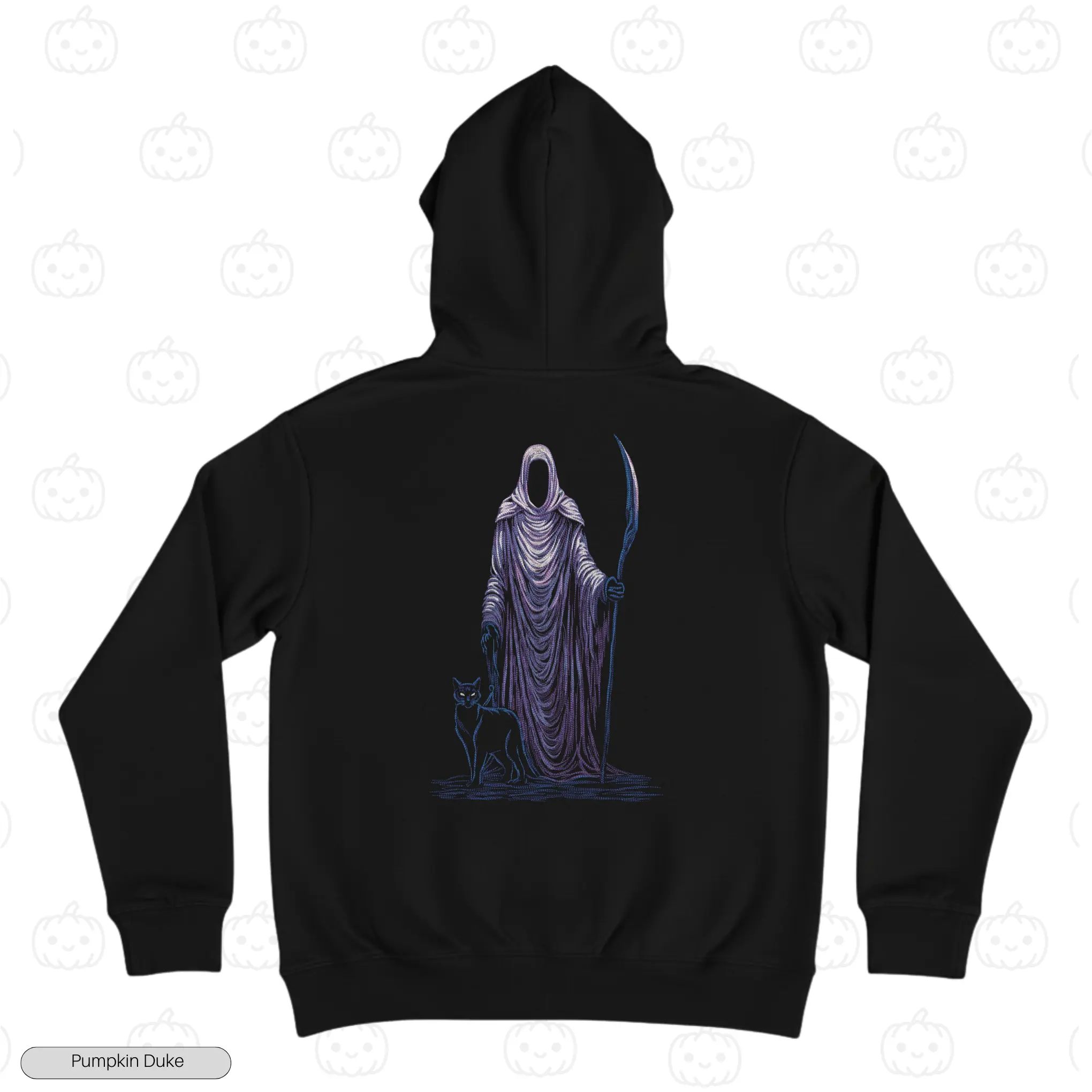 Dark Reaper With Cat Embroidery Hoodie