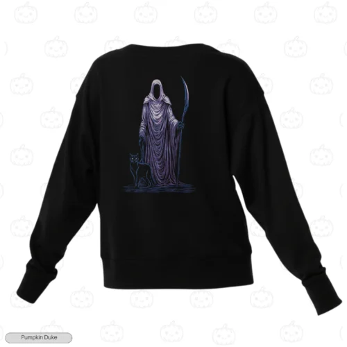 Dark Reaper With Cat Embroidery Sweatshirt