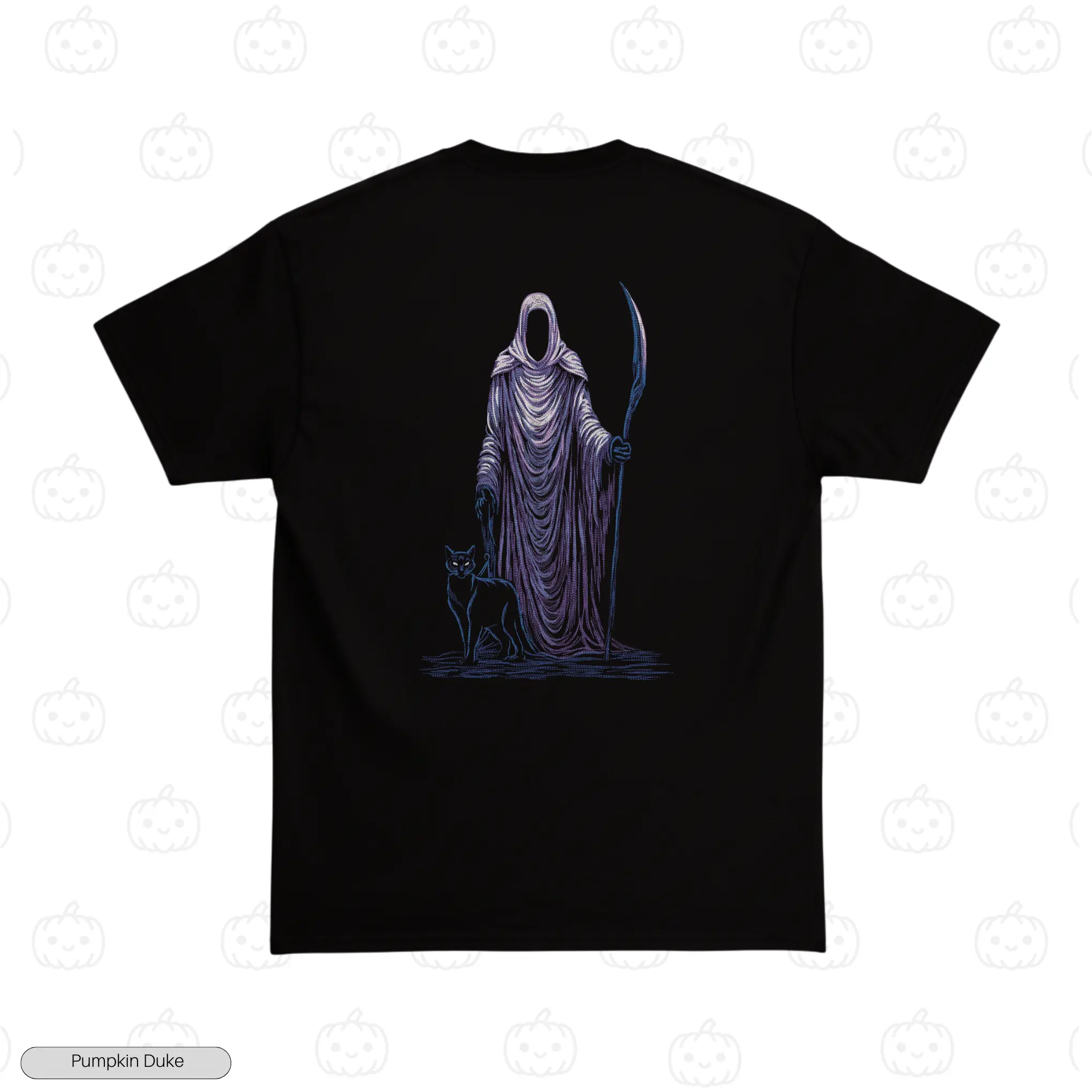 Dark Reaper With Cat Embroidery T-Shirt