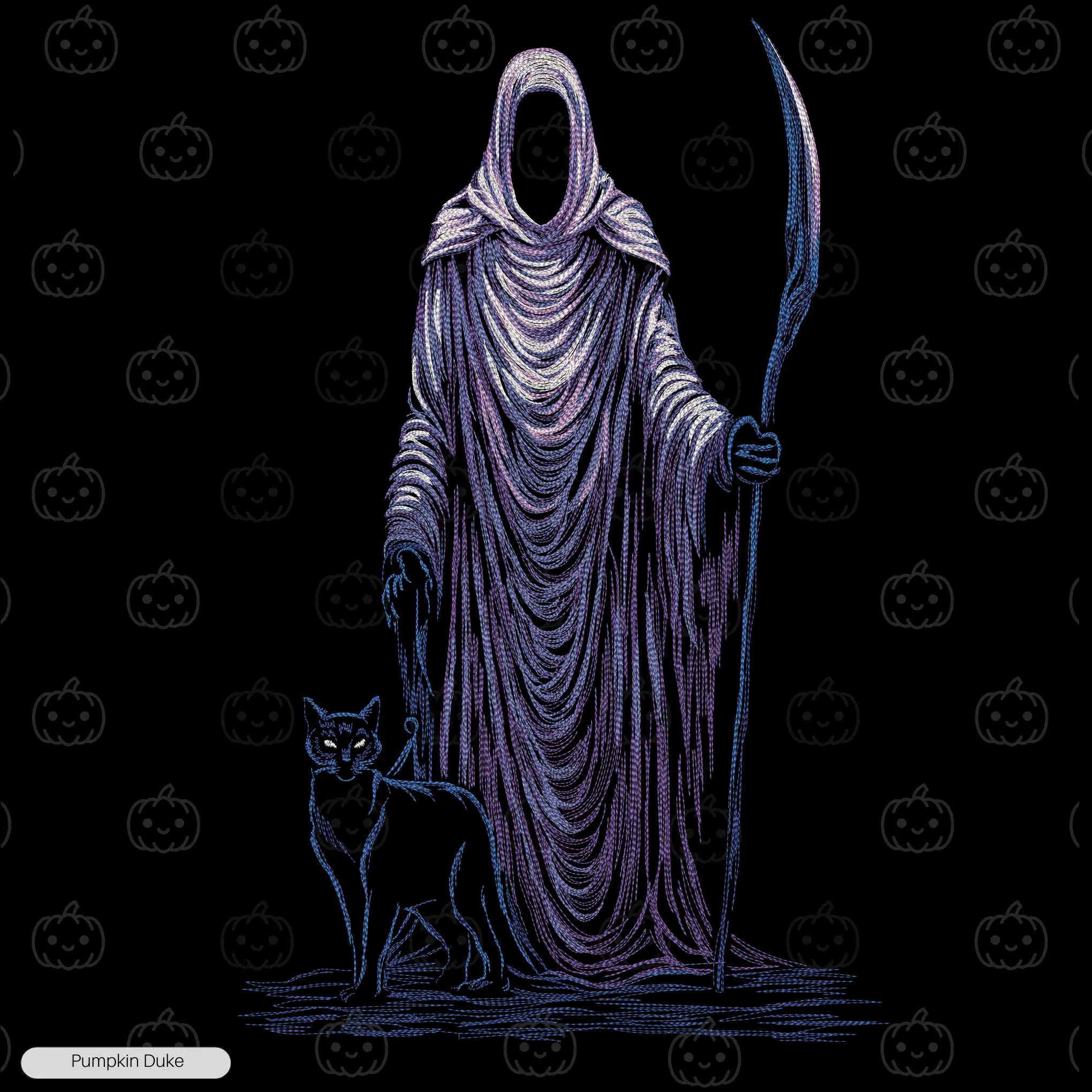 Dark Reaper With Cat Embroidery Sweatshirt