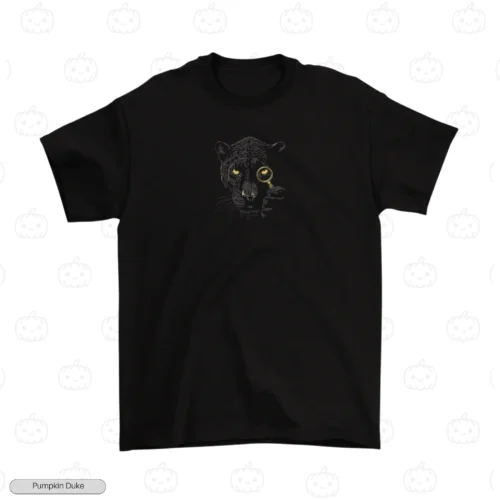 Detective Panther Black Front Embroidery T-Shirt Detective Panther Embroidery T-Shirt