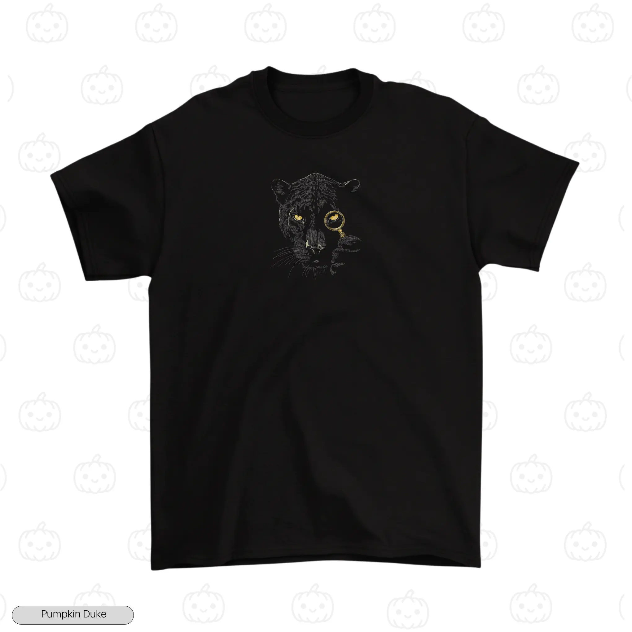 Detective Panther Black Front Embroidery T-Shirt Detective Panther Embroidery T-Shirt