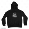 Elegant White Swan Embroidery Hoodie