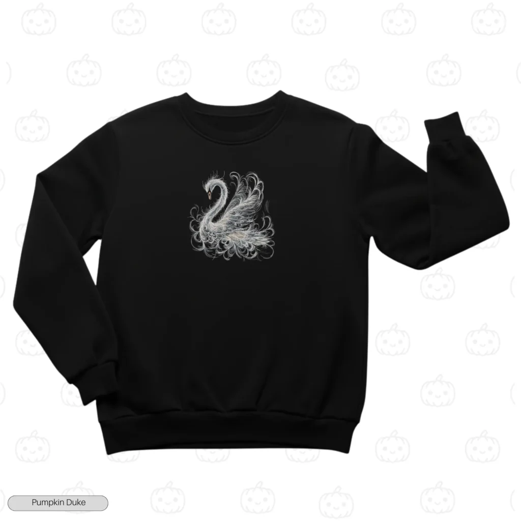 Elegant White Swan Embroidery Sweatshirt