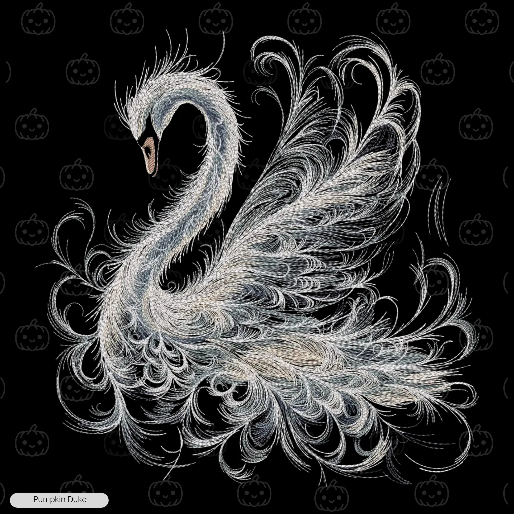 Elegant White Swan Embroidery Design Elegant White Swan Embroidery T-Shirt