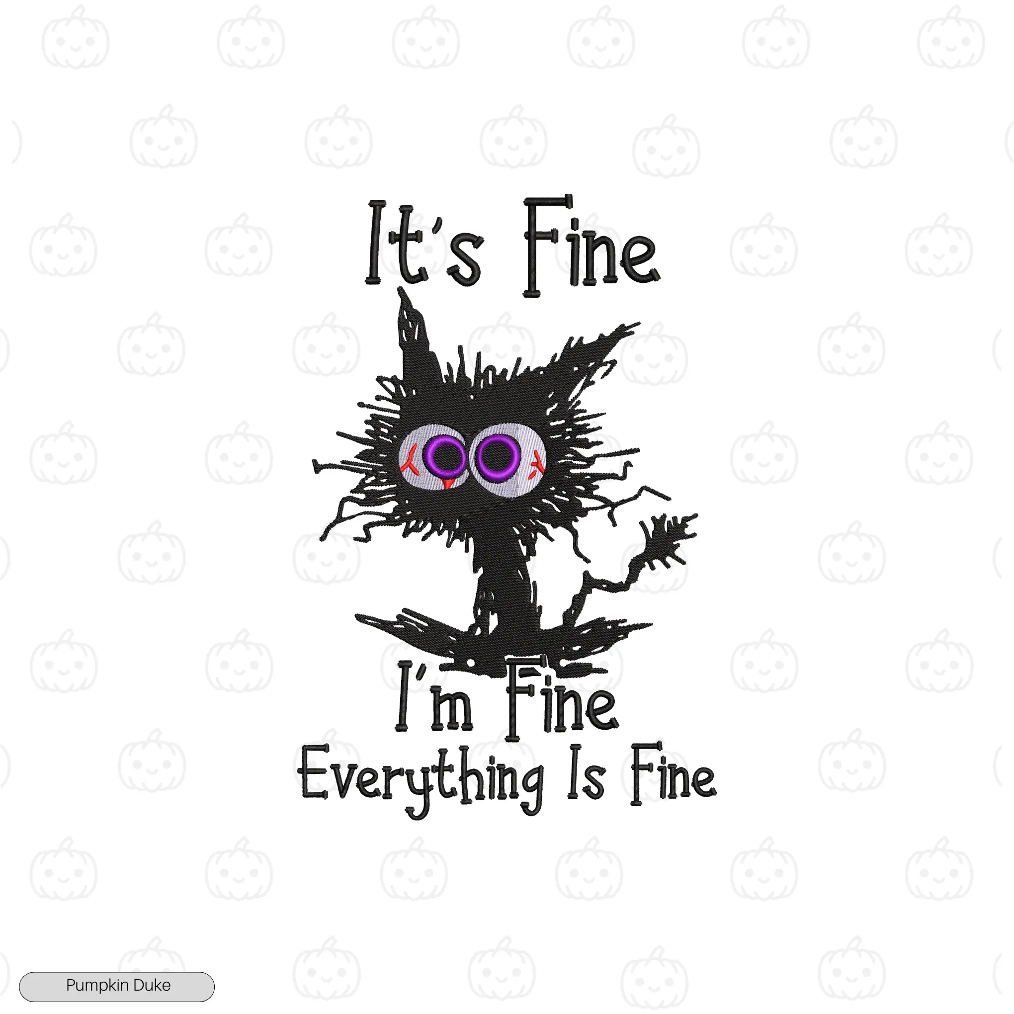 Everything Is Fine Cat Embroidery Hoodie