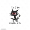 Everything Is Fine Cat Embroidery Hoodie