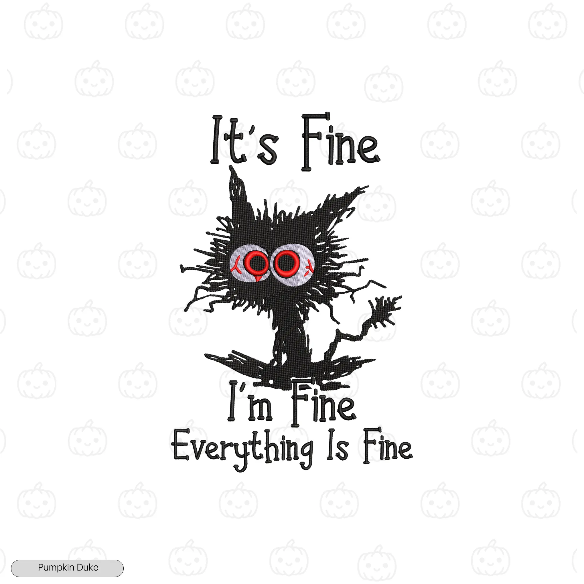 Everything Is Fine Cat Embroidery Hoodie