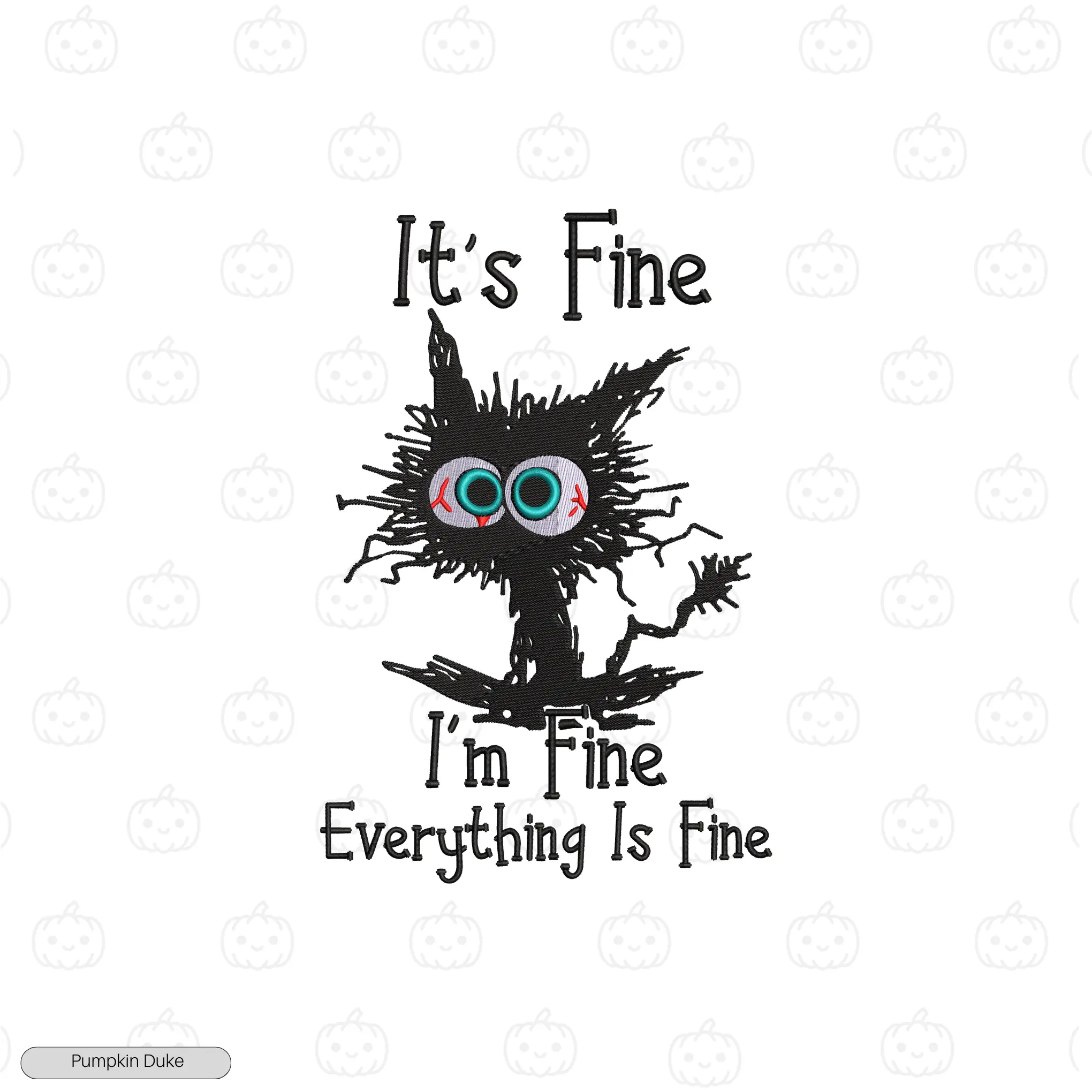 Everything Is Fine Cat Embroidery Hoodie