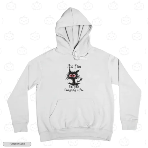 Everything Is Fine Cat Embroidery Hoodie