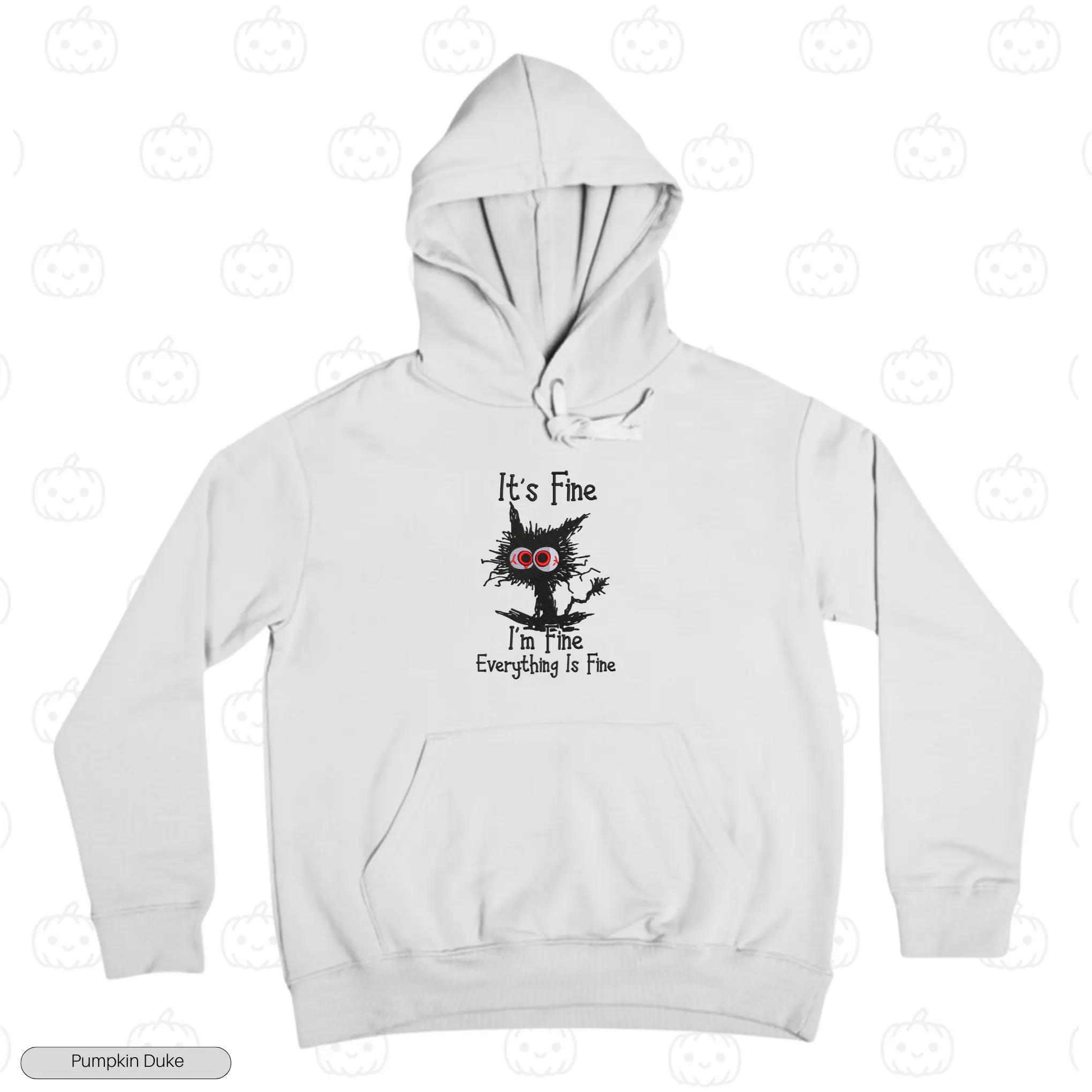 Everything Is Fine Cat Embroidery Hoodie