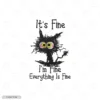 Everything Is Fine Cat Embroidery Hoodie