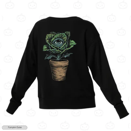 Eye Plant Black Back Embroidery Sweatshirt Eye Plant Embroidery Sweatshirt