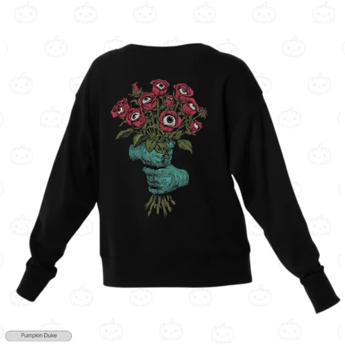 Eyeball Flower Bouquet Black Back Embroidery Sweatshirt Eyeball Flower Bouquet Embroidery Sweatshirt