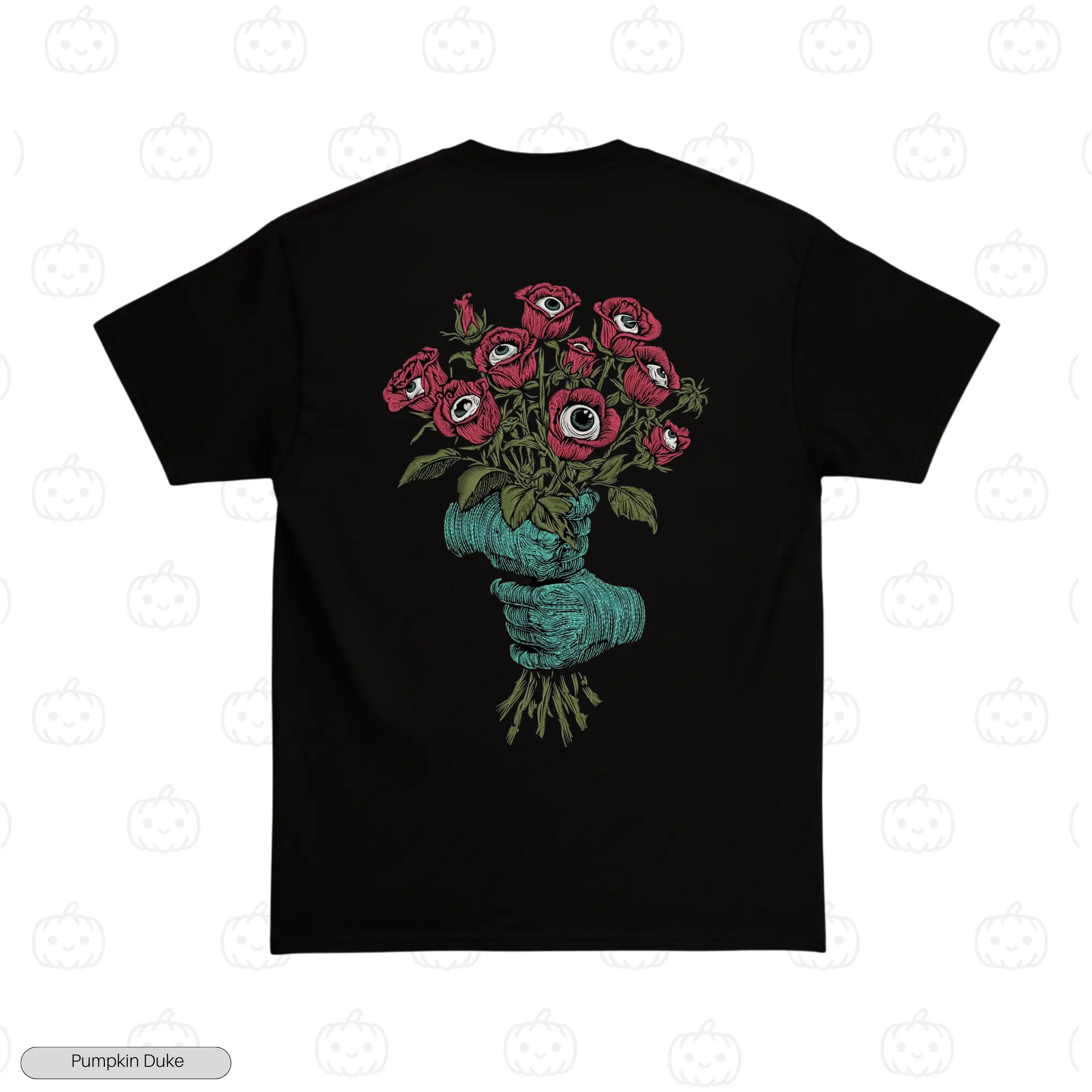 Eyeball Flower Bouquet Black Back Embroidery T-Shirt Eyeball Flower Bouquet Embroidery T-Shirt