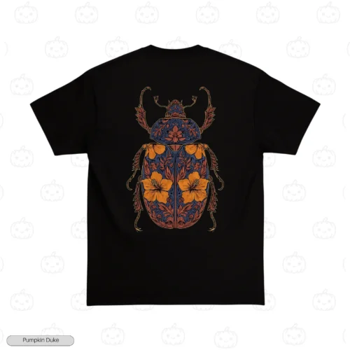 Floral Beetle Black Back Embroidery T-Shirt Floral Beetle Embroidery T-Shirt