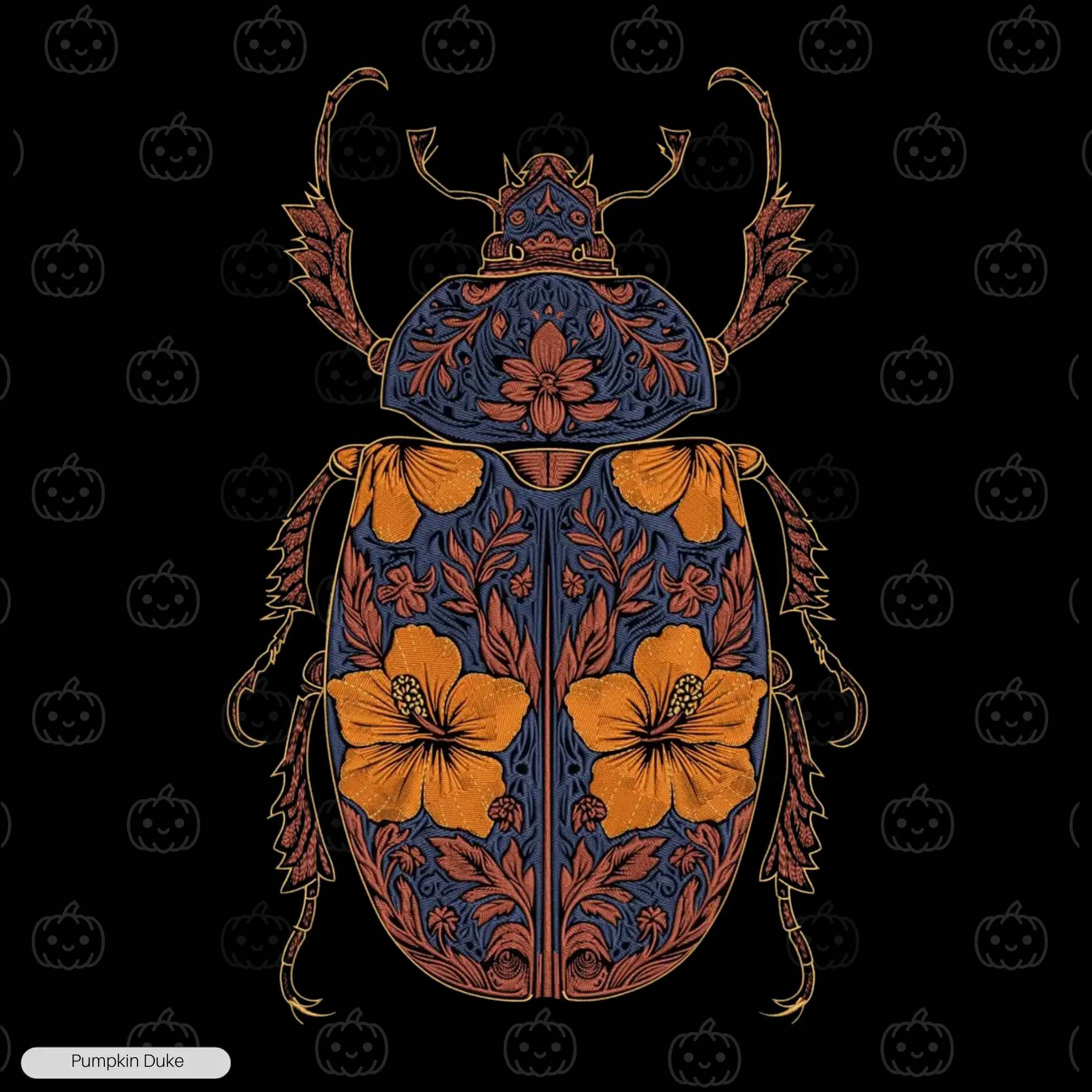 Floral Beetle Embroidery T-Shirt