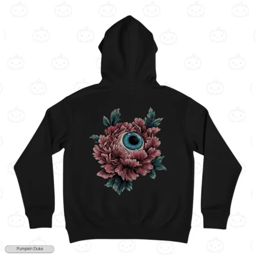 Floral Eyebal Black Back Embroidery Hoodie Floral Eyeball Embroidery Hoodie