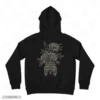 Floral Ribcage Black Back Embroidery Hoodie Floral Ribcage Embroidery Hoodie