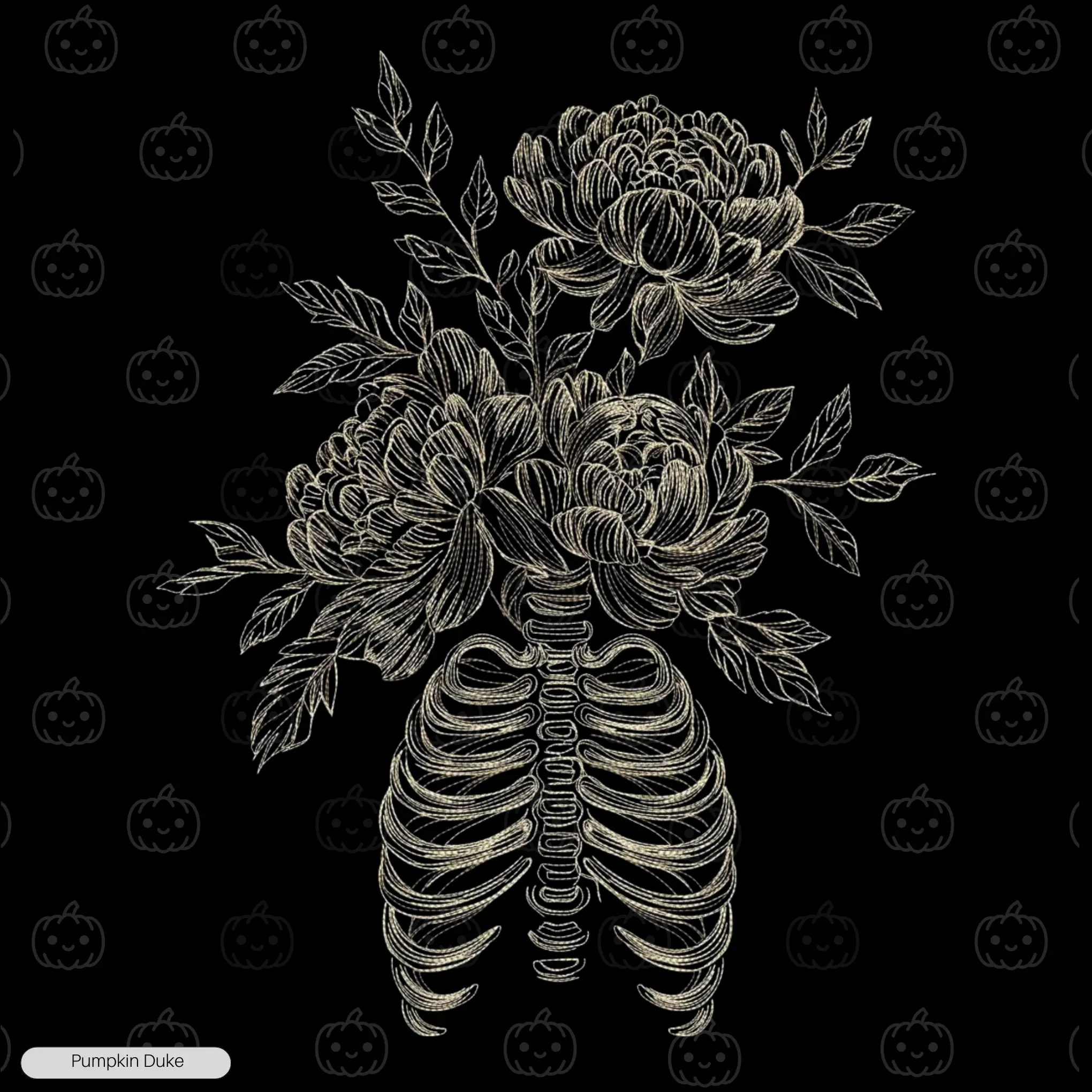 Floral Ribcage Embroidery Sweatshirt