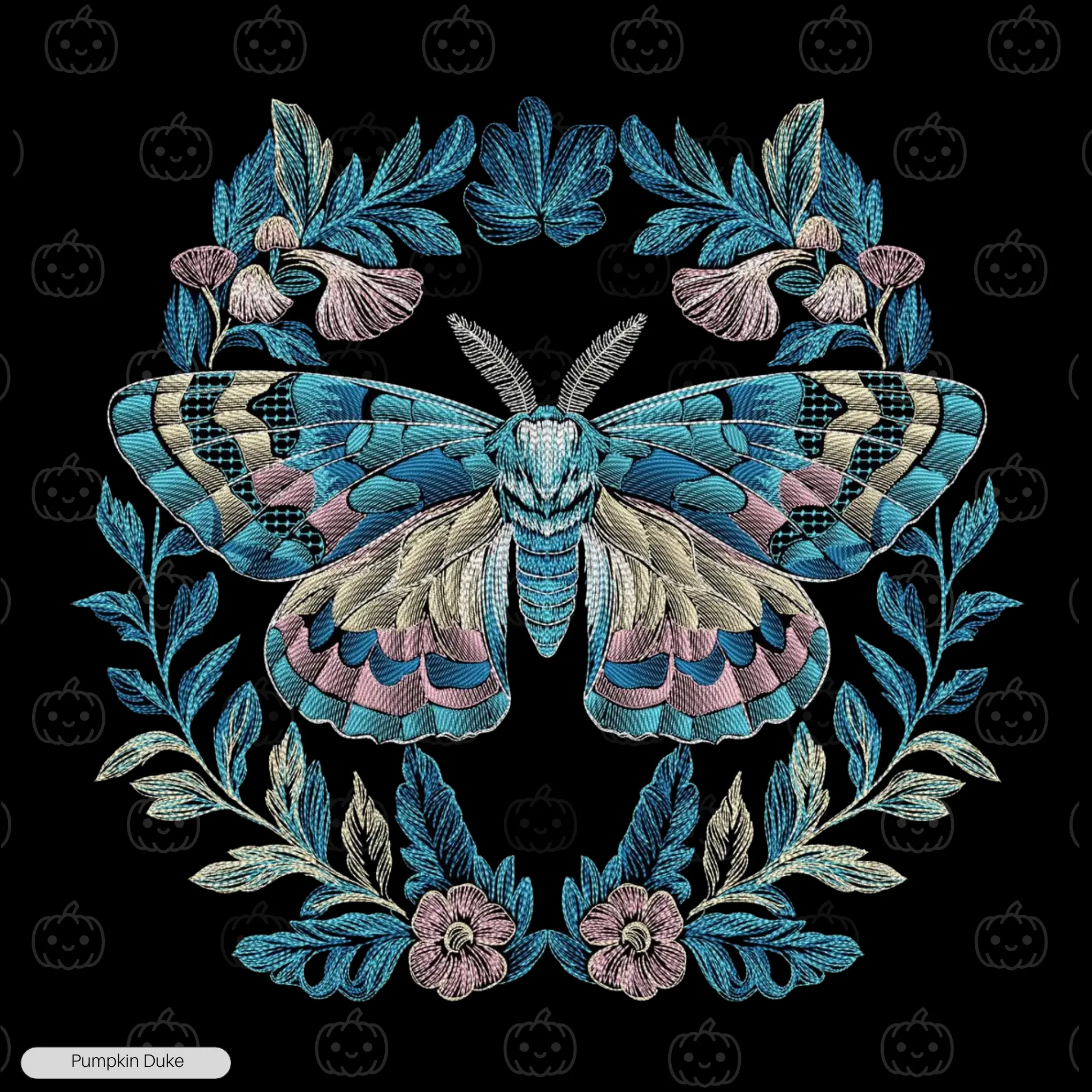 Floral Wreath Moth Embroidery Design Floral Wreath Moth Embroidery T-Shirt