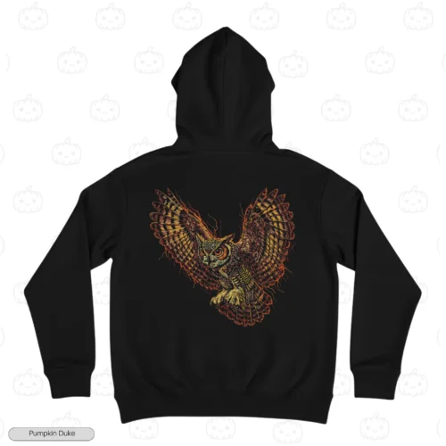 Flying Owl Black Back Embroidery Hoodie Flying Owl Embroidery Hoodie