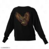 Flying Owl Black Back Embroidery Sweatshirt Flying Owl Embroidery Sweatshirt