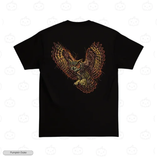 Flying Owl Black Back Embroidery T-Shirt Flying Owl Embroidery T-Shirt