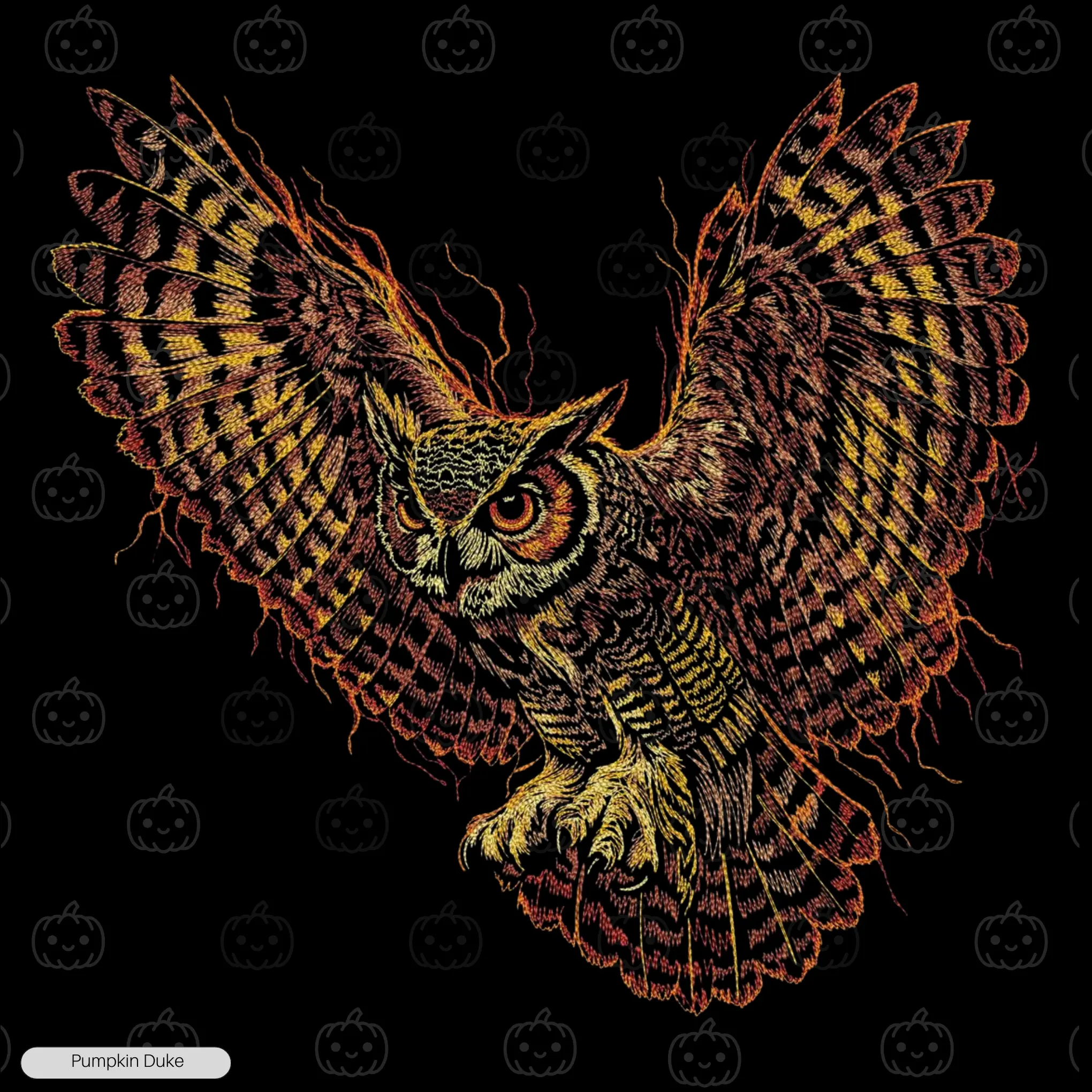 Flying Owl Embroidery Hoodie