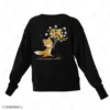 Fox and Flowers Black Back Embroidery Sweatshirt Fox and Flowers Embroidery Sweatshirt