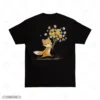 Fox and Flowers Black Back Embroidery T-Shirt Fox and Flowers Embroidery T-Shirt