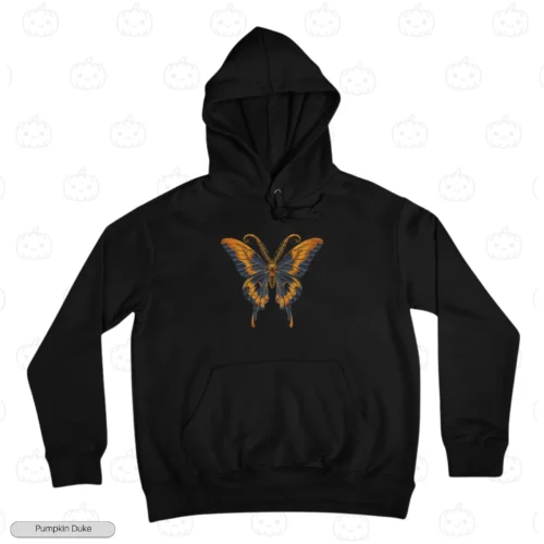 Golden Atlas Moth Black Front Embroidery Hoodie Golden Atlas Moth Embroidery Hoodie