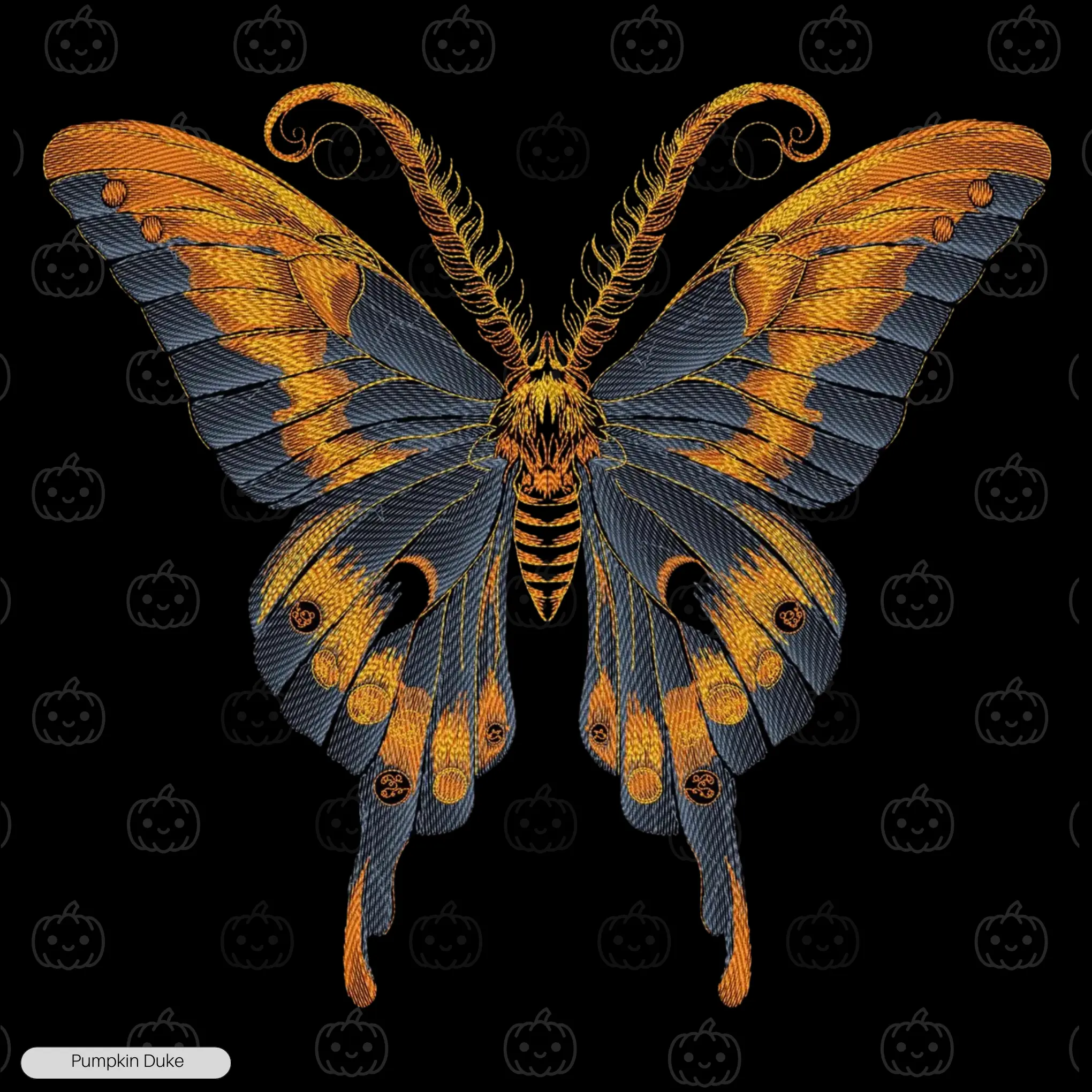 Golden Atlas Moth Embroidery T-Shirt