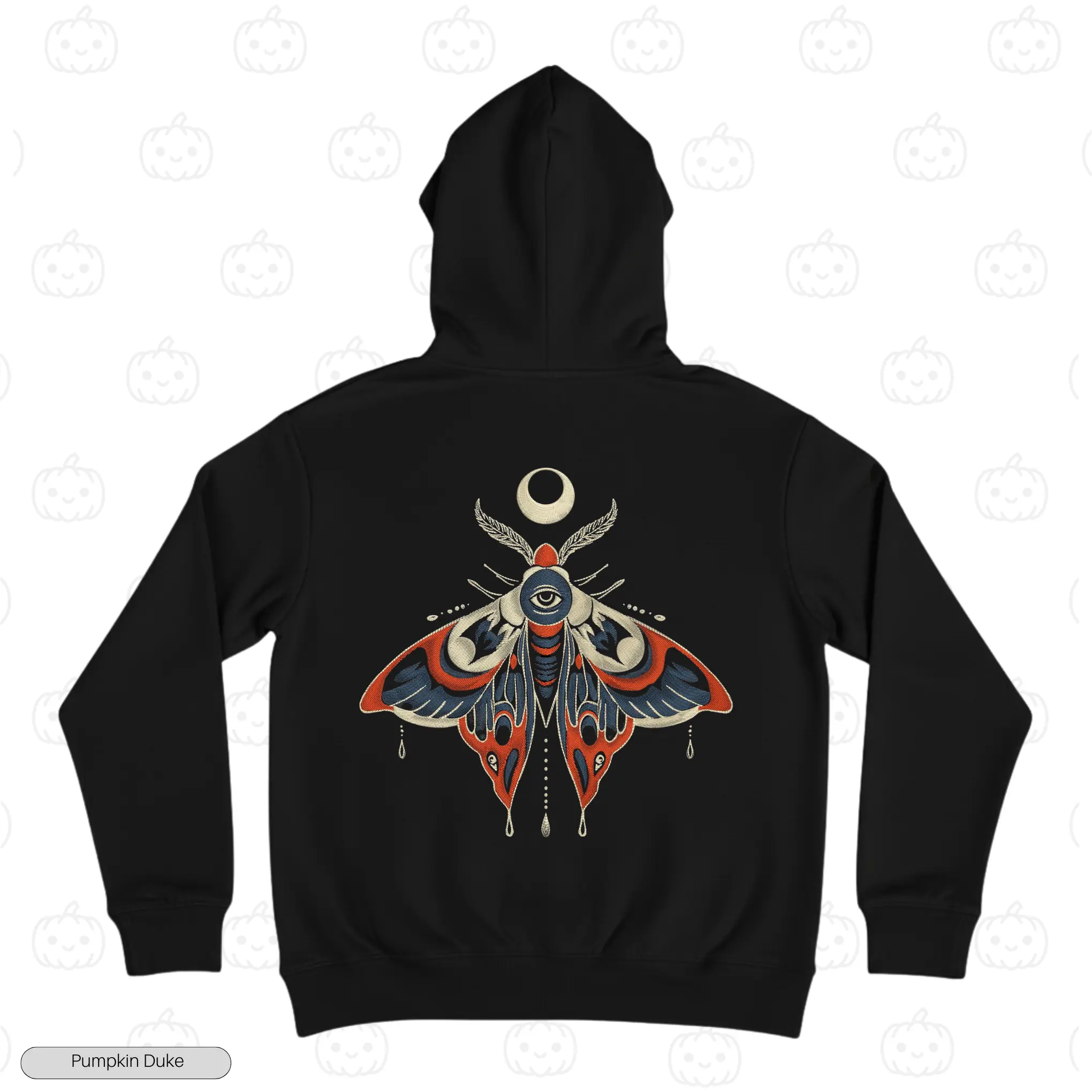 Gothic Luna Moth Embroidery Hoodie