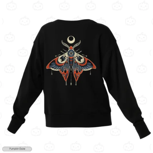 Gothic Luna Moth Black Back Embroidery Sweatshirt Gothic Luna Moth Embroidery Sweatshirt