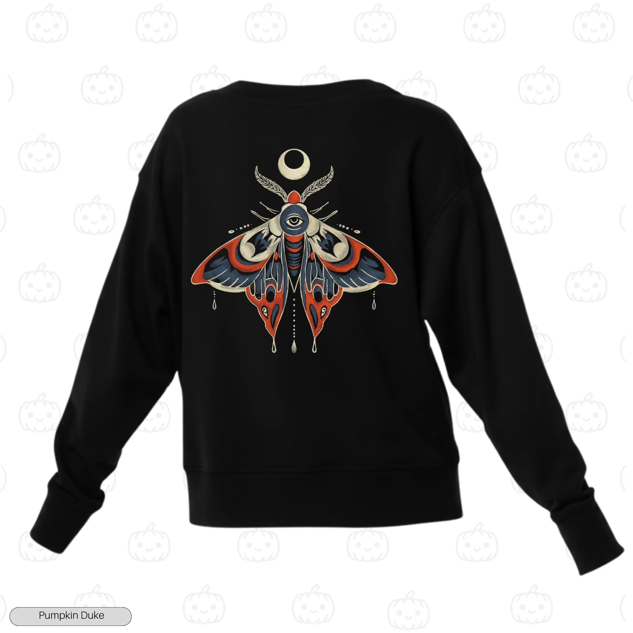 Gothic Luna Moth Embroidery Sweatshirt