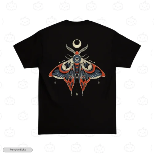 Gothic Luna Moth Black Back Embroidery T-Shirt Gothic Luna Moth Embroidery T-Shirt